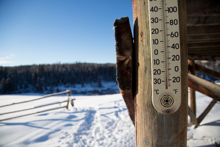 Temperature near the bottom of the thermometer 