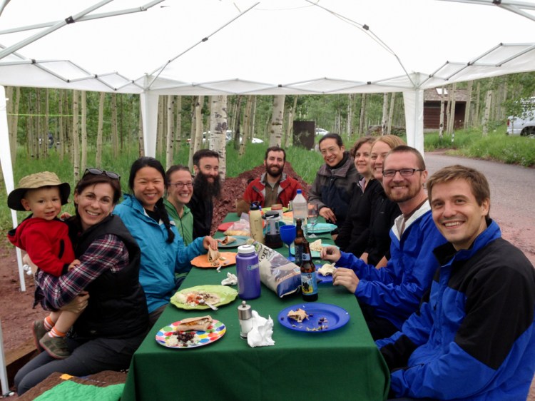 Sharing a meal in the campground